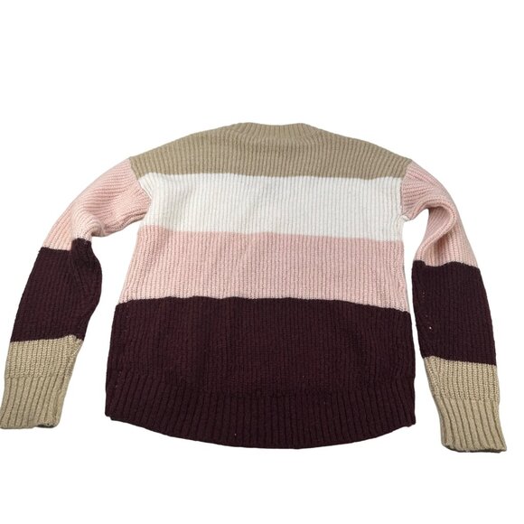 No Boundaries Women's Sz Med 7-9 Sweater V-Neck Striped Multicolor Knit Preowned - Picture 2 of 12